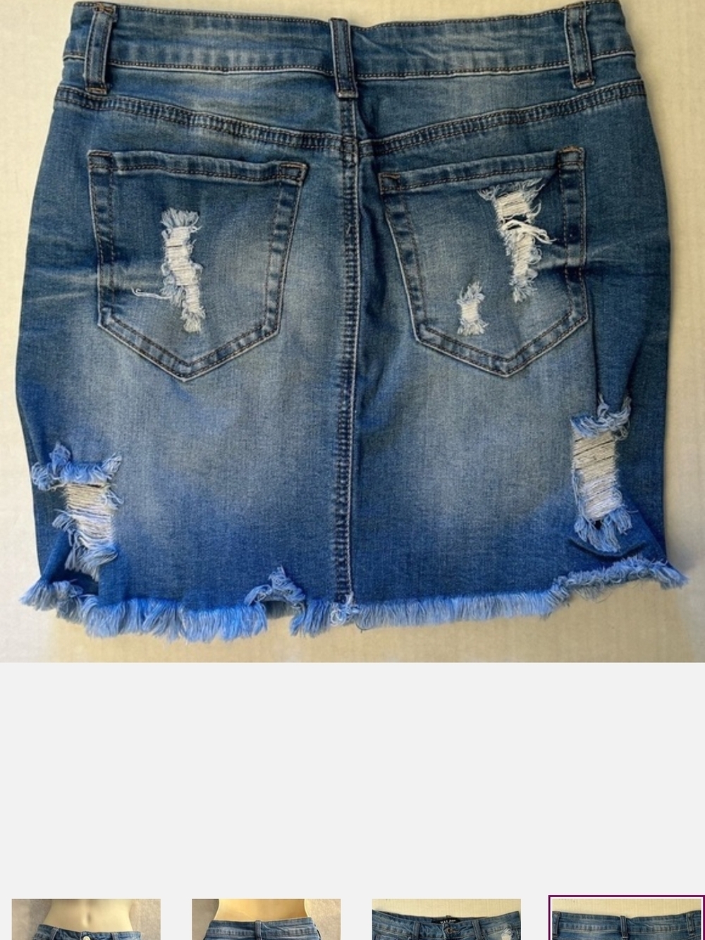 Distressed Blue Denim Mini Skirt